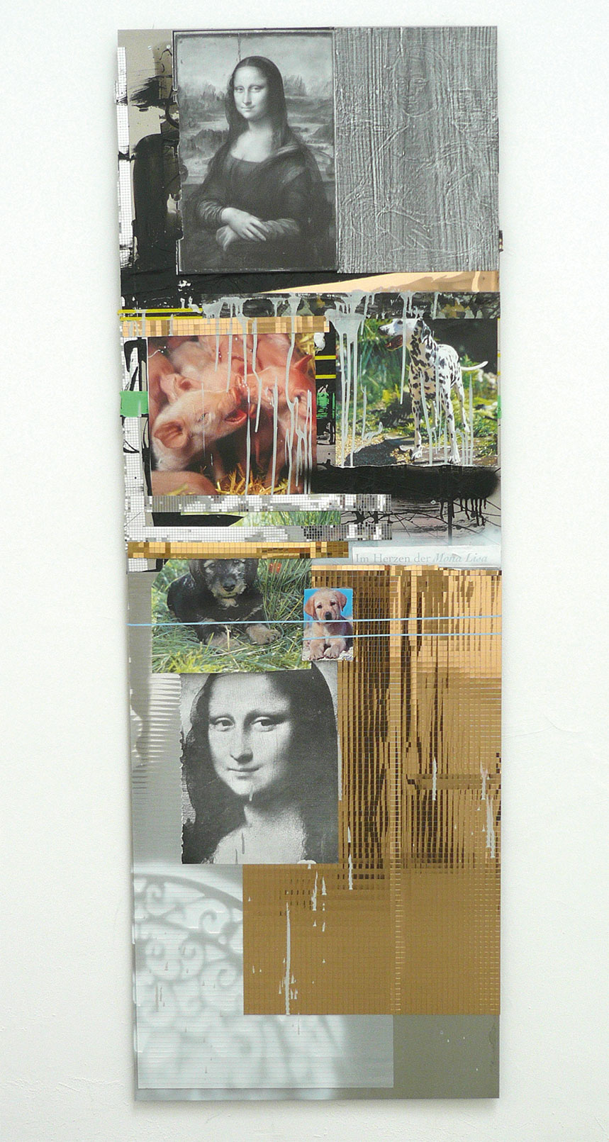 OIL XIII, 2007, aluminium, metal foil, Adhesive tape, paper, 200 x 70(cm)